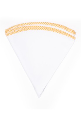 White Linen/Gold/White Gingham Trim Linen Pocket Circle 