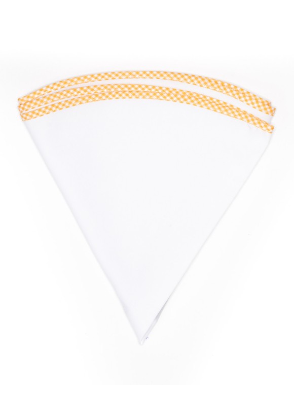 White Linen/Gold/White Gingham Trim Linen Pocket Circle