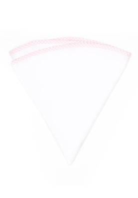 White Linen/Pink/White Gingham Trim Linen Pocket Circle 