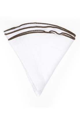 White Linen/Brown Trim Linen Pocket Circle 