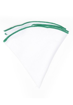 White Linen/Emerald Trim Linen Pocket Circle 