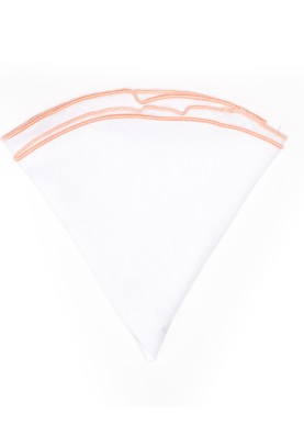 White Linen/Salmon Trim Linen Pocket Circle 