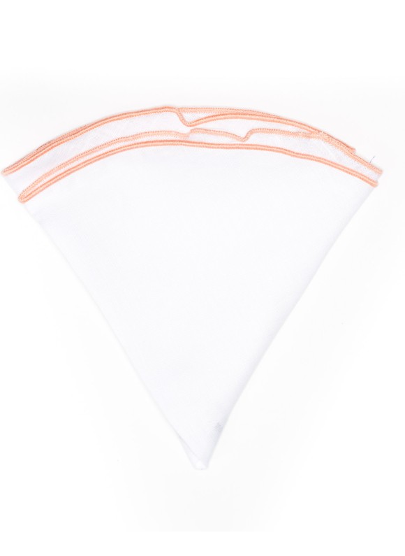 White Linen/Salmon Trim Linen Pocket Circle