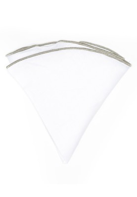 White Linen/Dark Sea Green Trim Linen Pocket Circle 