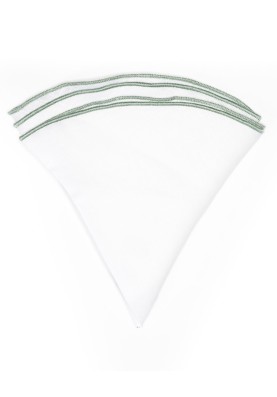 White Linen/Sea Green Trim Linen Pocket Circle 