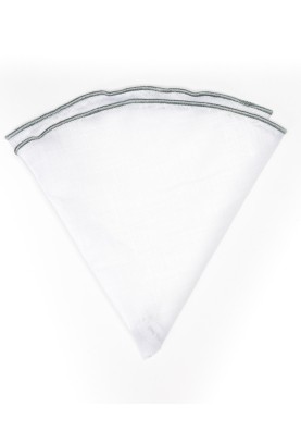 White Linen/Gray Trim Linen Pocket Circle 