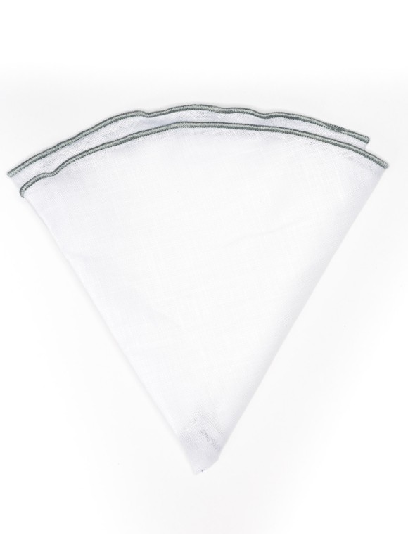 White Linen/Gray Trim Linen Pocket Circle