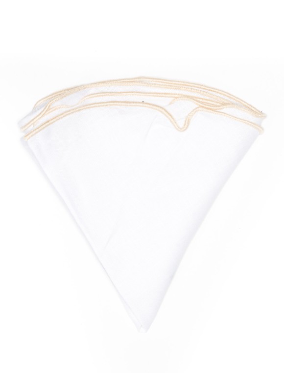 White Linen/Corn Silk Trim Linen Pocket Circle