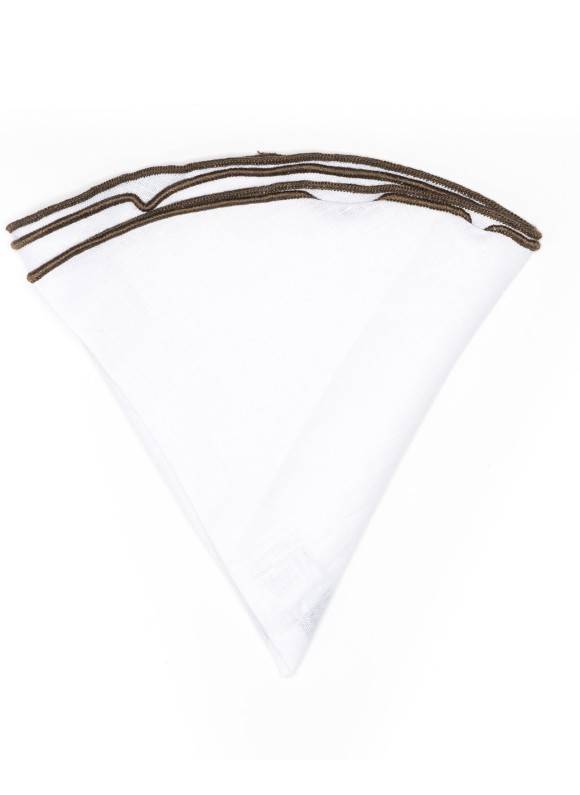 White Linen/Espresso Trim Linen Pocket Circle