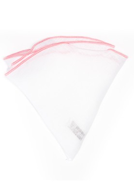 White Linen/Pink Trim Linen Pocket Circle 