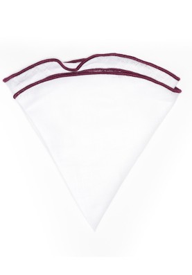 White Linen/Plum Trim Linen Pocket Circle 