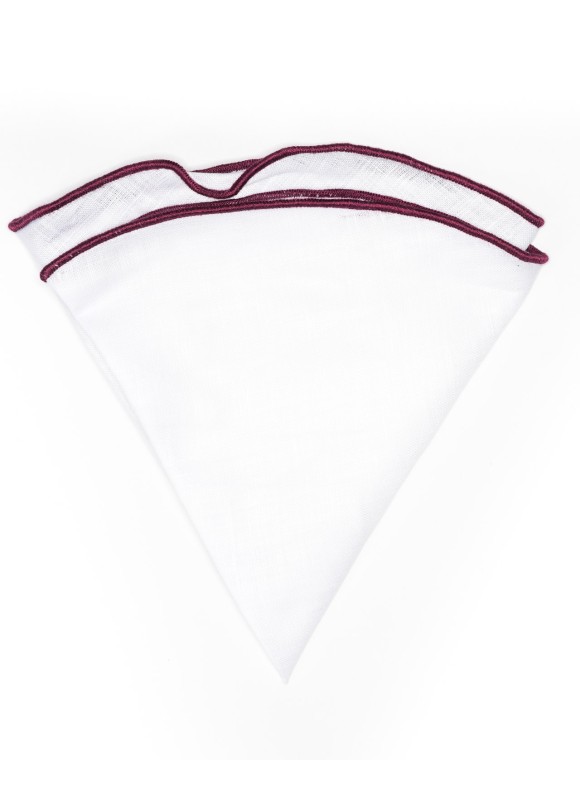 White Linen/Plum Trim Linen Pocket Circle