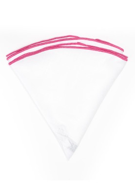 White Linen/Hot Pink Trim Linen Pocket Circle 