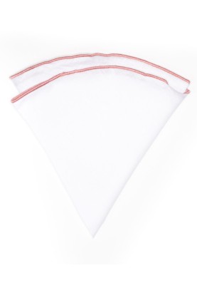 White Linen/Coral Trim Linen Pocket Circle 