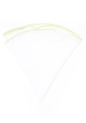 White Linen/Pale Green Trim Linen Pocket Circle   