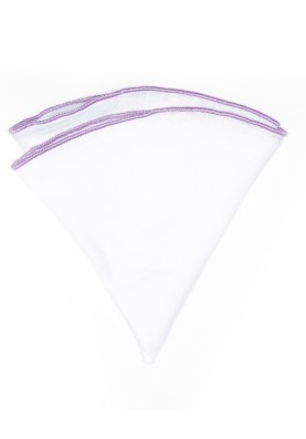 White Linen/Lavender Trim Linen Pocket Circle 