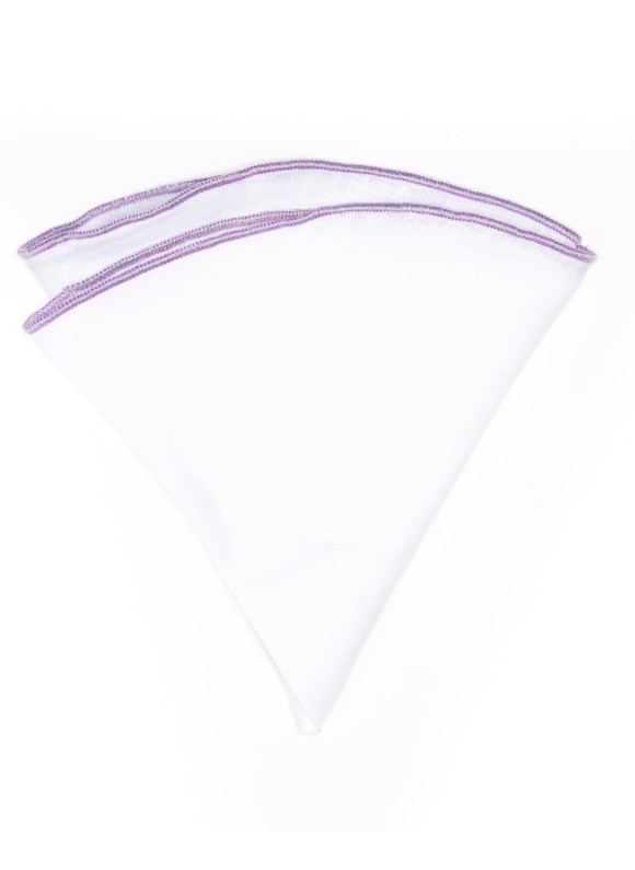 White Linen/Lavender Trim Linen Pocket Circle