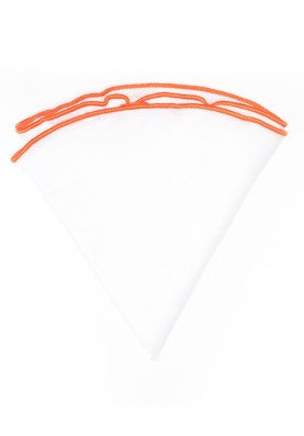 White Linen/Orange Trim Linen Pocket Circle 