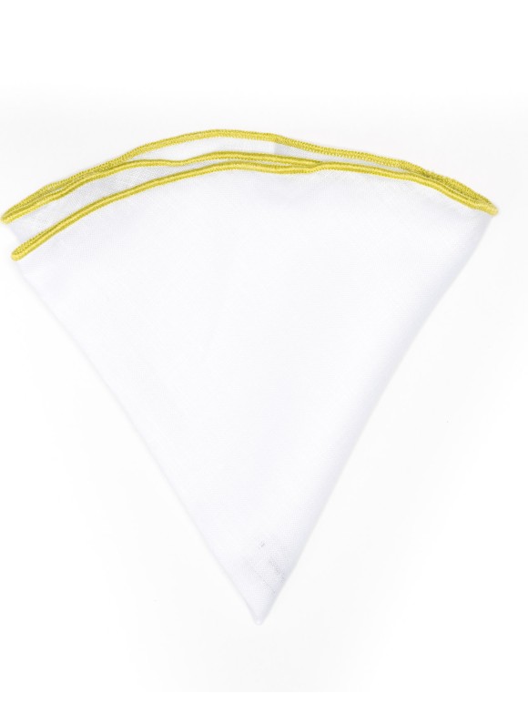 White Linen/Pear Trim Linen Pocket Circle