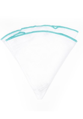 White Linen/Dark Turquoise Trim Linen Pocket Circle 