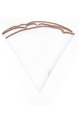 White Linen/Nutmeg Trim Linen Pocket Circle 