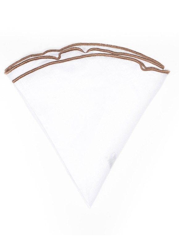 White Linen/Nutmeg Trim Linen Pocket Circle