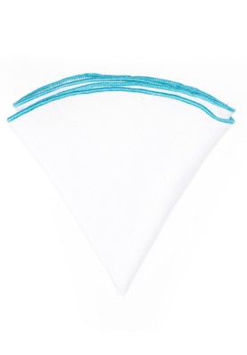 White Linen/Steel Blue Trim Linen Pocket Circle 