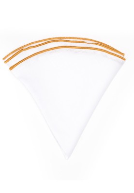 White Linen/Gold Trim Linen Pocket Circle 