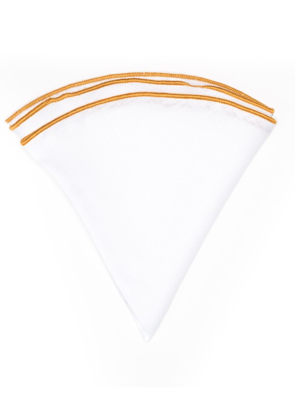 White Linen/Gold Trim Linen Pocket Circle