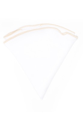 White Linen/Khaki Trim Linen Pocket Circle 