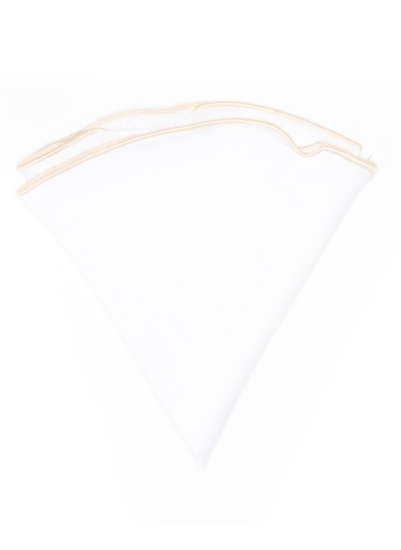 White Linen/Khaki Trim Linen Pocket Circle