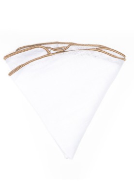 White Linen/Golden Rod Trim Linen Pocket Circle 