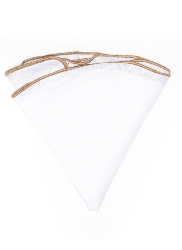 White Linen/Golden Rod Trim Linen Pocket Circle