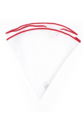 White Linen/Indian Red Trim Linen Pocket Circle 