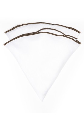 White Linen/Mocha Trim Linen Pocket Circle 