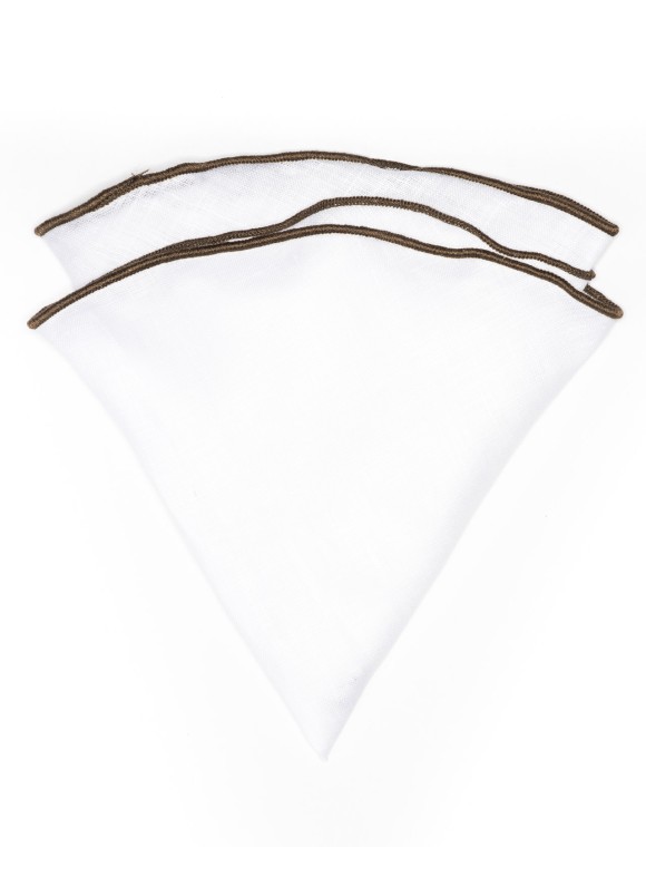 White Linen/Mocha Trim Linen Pocket Circle