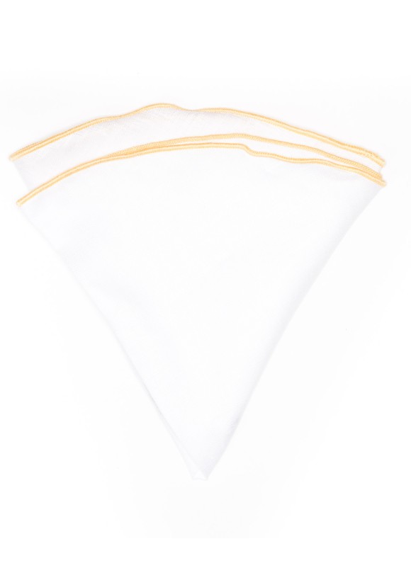 White Linen/Pale Yellow Trim Linen Pocket Circle