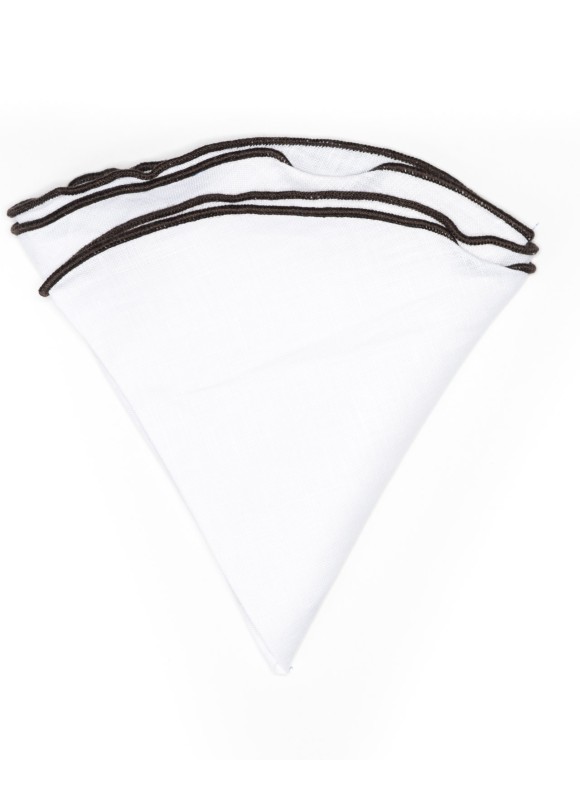 White Linen/Carob Trim Linen Pocket Circle