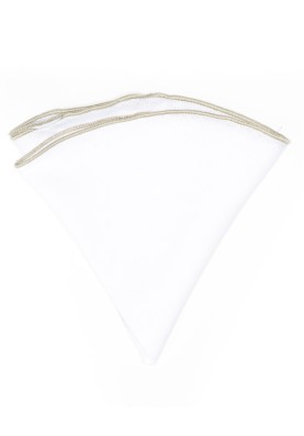 White Linen/Fennel Trim Linen Pocket Circle 