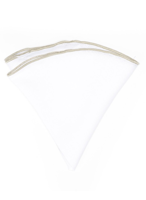 White Linen/Fennel Trim Linen Pocket Circle