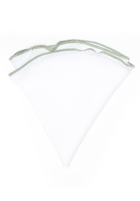 White Linen/ Sage Trim Linen Pocket Circle 