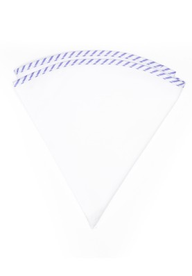 White Linen/Purple/White Stripe Trim Linen Pocket Circle 