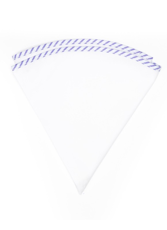 White Linen/Purple/White Stripe Trim Linen Pocket Circle