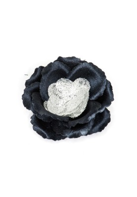 Navy/Metallic Silver Rose Boutonniere/Lapel Flower   