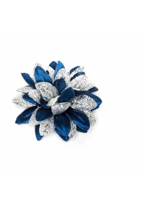 Navy /Metallic Silver Daisy Boutonniere/Lapel Flower   