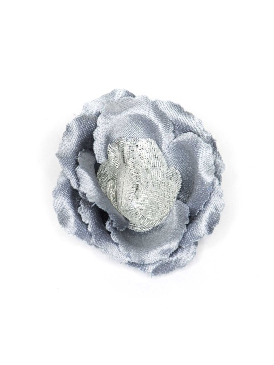 Grey/Metallic Silver Rose Boutonniere/Lapel Flower  