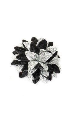 Black/Metallic Silver Daisy Boutonniere/Lapel Flower   