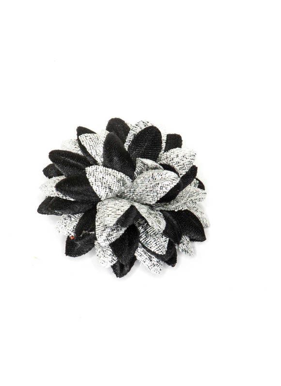 Black/Metallic Silver Daisy Boutonniere/Lapel Flower  