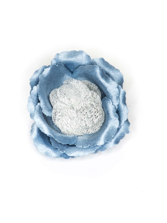 Carolina Blue/Metallic Silver Rose Boutonniere/Lapel Flower  