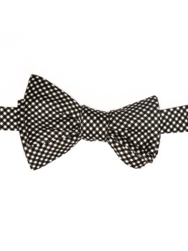 Black/White Check Formal Bow Tie 